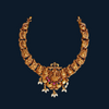 925 Silver Gold-Plated Temple Necklace for Women | Lakshmi Motif Antique Finish Bridal Jewellery - Tavshan