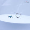 925 Sterling Silver Adjustable Toe Ring – Blue Enamel Feather Leaf Design with Sparkling Stones Tavshan