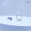 925 Sterling Silver Adjustable Toe Ring – Blue Enamel Triple Flower Design with Sparkling Stones
