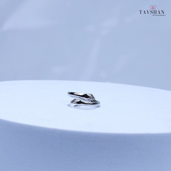 Embrace Hands Hug Design - 925 Sterling Silver Adjustable Ring