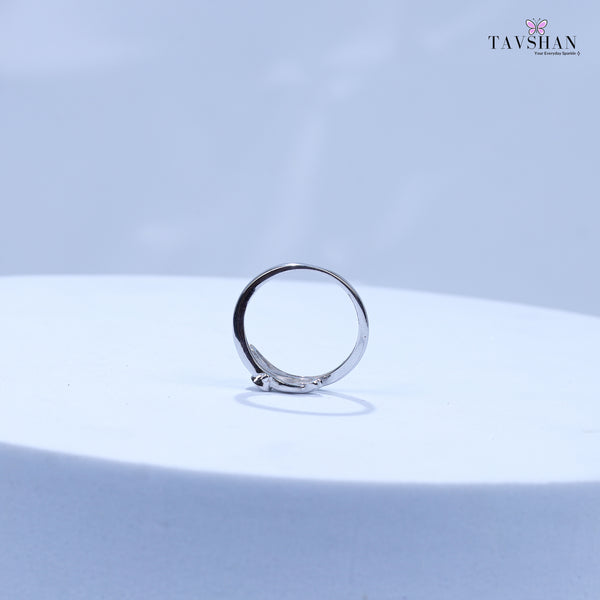 925 Sterling Silver Hug Me Adjustable Ring with CZ Stone