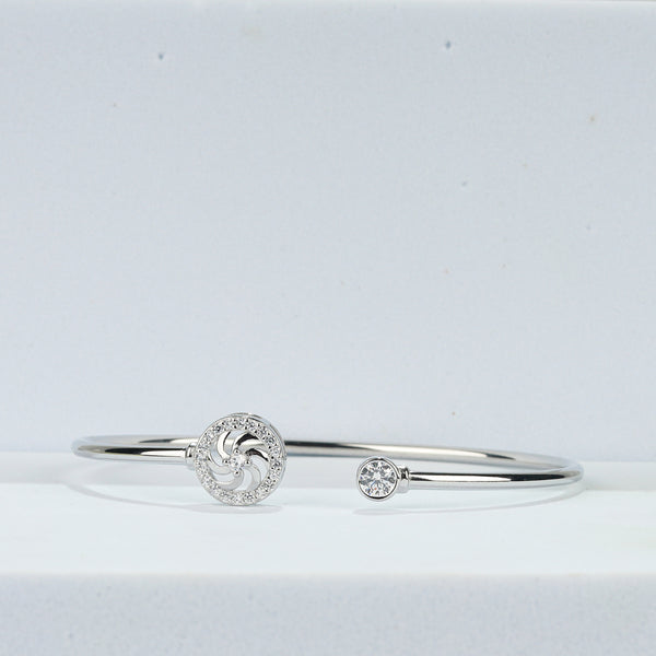925 Sterling Silver Spiral CZ Open Bangle Bracelet
