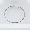925 Sterling Silver Compass & Arrow CZ Open Bangle Bracelet
