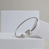 925 Sterling Silver Dual Square CZ Open Bangle Bracelet