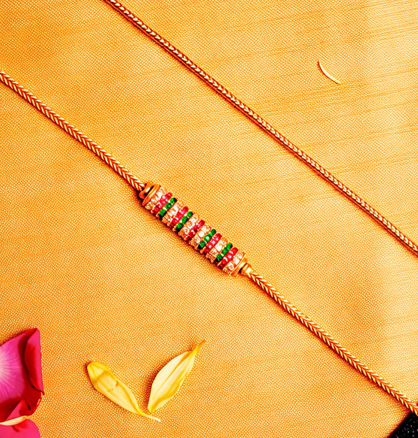 925 Silver Mugappu Chain with Multicolour CZ Barrel | Traditional Tamil Thali Magappu Chain | 92.5 Silver Daily Wear Chain