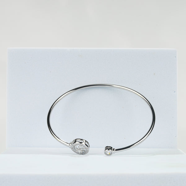 925 Sterling Silver Spiral CZ Open Bangle Bracelet