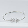 925 Sterling Silver Twin Starburst CZ Open Bangle Bracelet