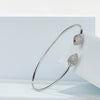 925 Sterling Silver Twin Teardrop CZ Open Bangle Bracelet