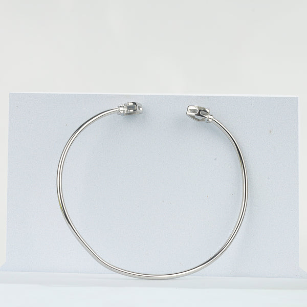 925 Sterling Silver Arrowhead CZ Open Bangle Bracelet