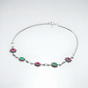 925 Sterling Silver Ruby & Emerald Floral Anklet Pair for Women | 925 Sterling Silver Payal