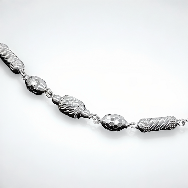 925 Sterling Silver Twisted & Hammered Bead Anklet Pair for Women | 925 Sterling Silver Payal