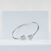 925 Sterling Silver Butterfly CZ Open Bangle Bracelet