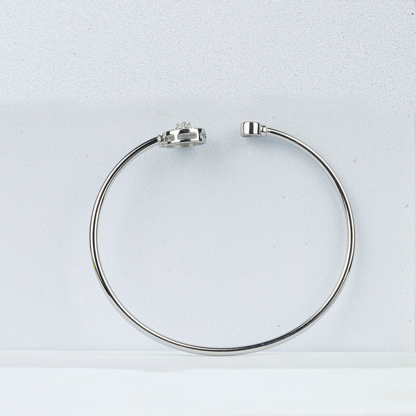 925 Sterling Silver Spiral CZ Open Bangle Bracelet