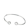 925 Sterling Silver Twin Geometric CZ Open Bangle Bracelet