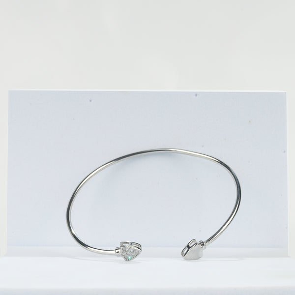 925 Sterling Silver Arrowhead CZ Open Bangle Bracelet