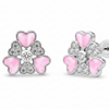 45-Degree Angle - Rhodium Silver Heart Earrings