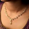 Elegant 925 Silver Gold-Plated Floral Link Necklace Set for Women | CZ Stone Bridal Jewellery Set