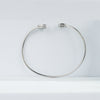925 Sterling Silver Twin Geometric CZ Open Bangle Bracelet