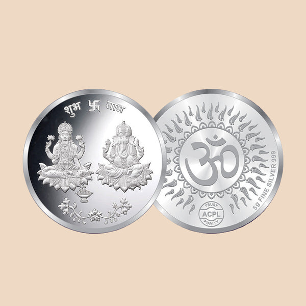 999 Fine Silver Lakshmi Ganesh Round Coin – Om Insignia