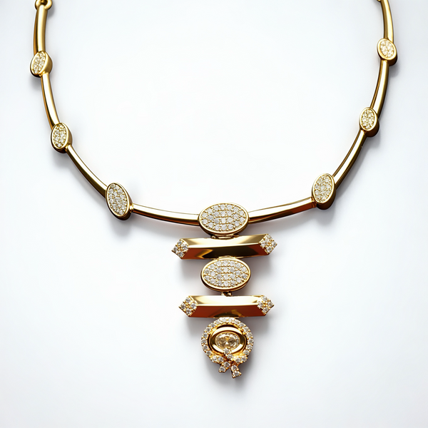 925 Silver Gold-Plated Modern CZ Designer Necklace Set for Women | Party & Festive Wear Jewellery