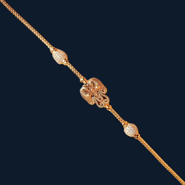925 Silver Ganesha Mugappu Chain for Women | Gold-Plated Thali / Daily Wear Chain with CZ Balls | Traditional South Indian Style - Tavshan