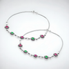 925 Sterling Silver Ruby & Emerald Floral Anklet Pair for Women | 925 Sterling Silver Payal