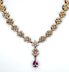 925 Silver Floral CZ Stone Necklace Set for Women | Gold-Plated Bridal Jewellery with Screw-Back Earrings
