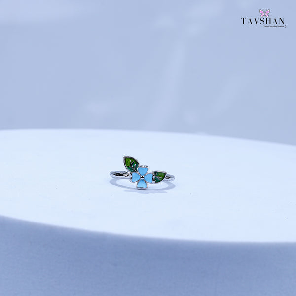 Stylish Sterling Silver Flower Toe Ring – Two Colored Leaves & Adjustable Fit - Tavshan