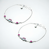 925 Sterling Silver Pink & White CZ Stone Anklet Pair for Women | 925 Sterling Silver Payal