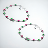 925 Sterling Silver Ruby & Emerald CZ Anklet Pair for Women | 925 Sterling Silver Payal - Tavshan