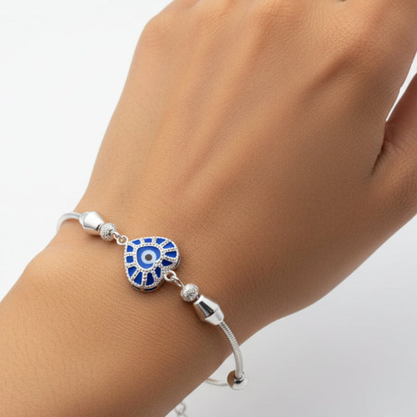 925 Sterling Silver Evil Eye Heart Bracelet3
