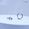 925 Sterling Silver Adjustable Toe Ring – Blue Enamel Leaf & Purple Flower with Sparkling Stone