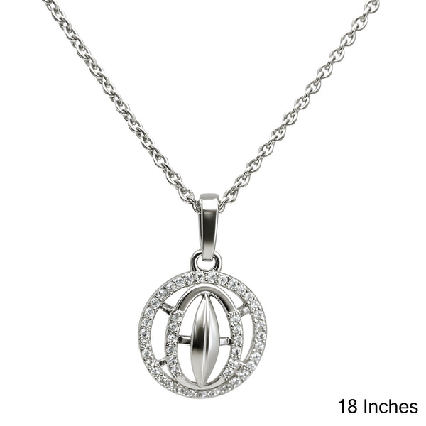 925 Sterling Silver Geometric Halo Pendant Necklace