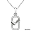 925 Sterling Silver Rectangular Frame Pendant Necklace