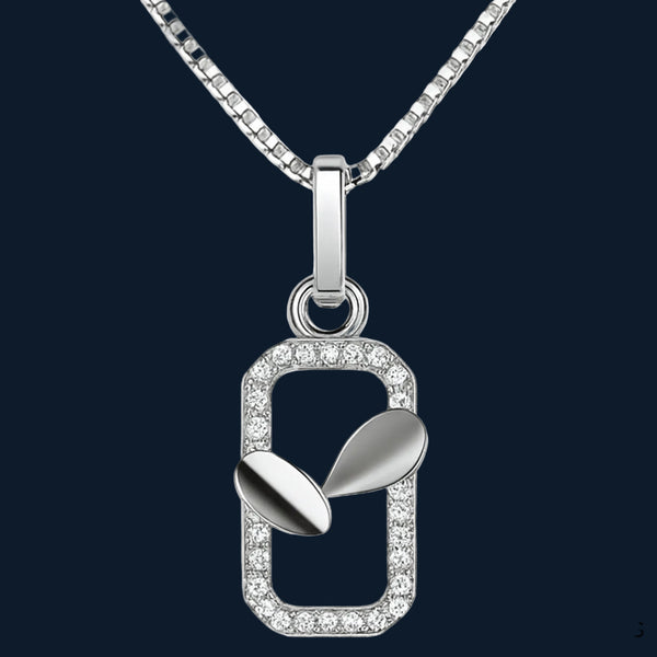 925 Sterling Silver Rectangular Frame Pendant Necklace - Tavshan