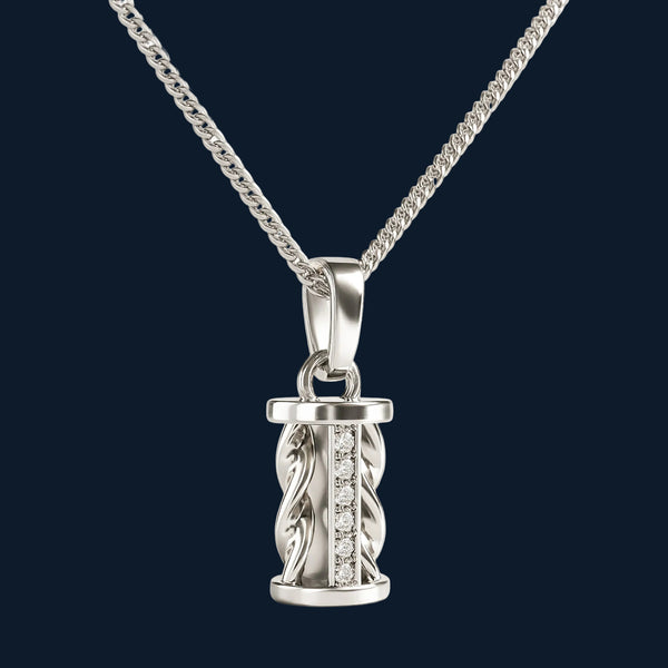 925 Sterling Silver Cylindrical Twist Pendant Necklace - Tavshan