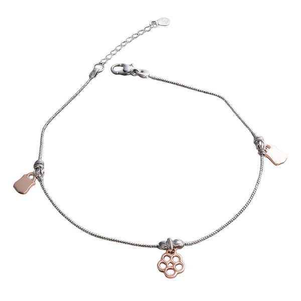 Rose Gold Charm 925 Silver Anklet