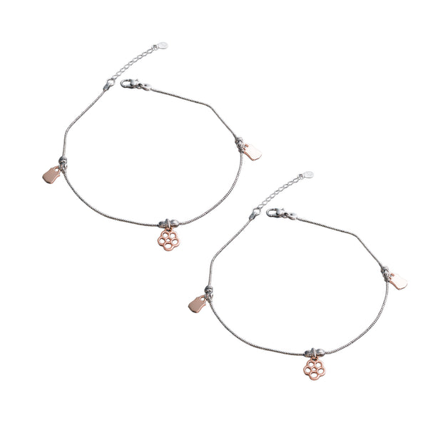 Rose Gold Charm 925 Silver Anklet