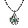 925 Sterling Silver Green Stone Floral Pendant Necklace