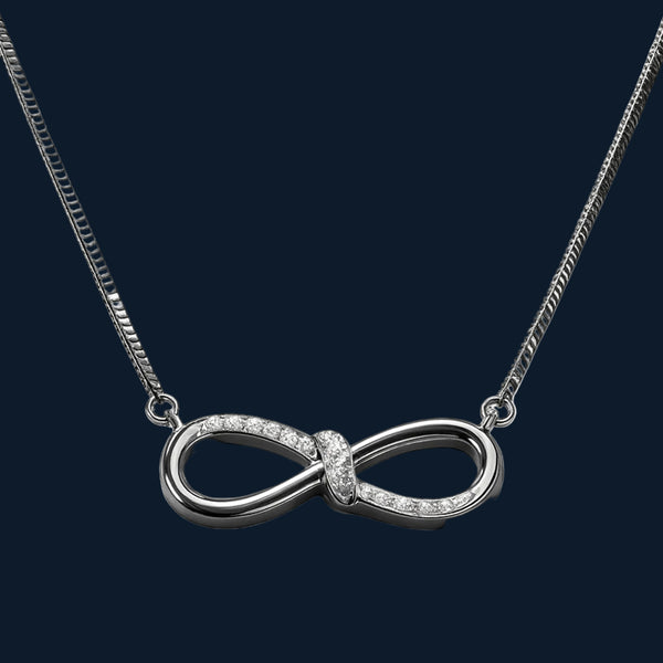 Infinity Pendant Necklace in 925 Sterling Silver with CZ – Eternal Bond - Tavshan