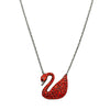 Red Swan Pendant Necklace in 925 Sterling Silver with Sparkling Crystals