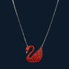 Red Swan Pendant Necklace in 925 Sterling Silver with Sparkling Crystals - Tavshan