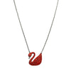 Red Swan Pendant Necklace in 925 Sterling Silver with Sparkling Crystals
