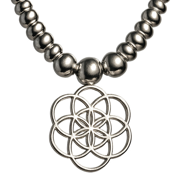 925 Sterling Silver Geometric Floral Pendant Necklace