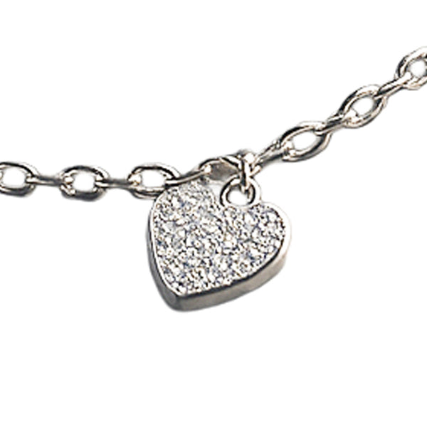 Silver Heart Charm Anklet - Tavshan