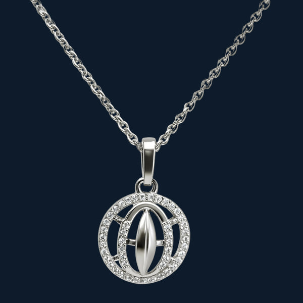 925 Sterling Silver Geometric Halo Pendant Necklace - Tavshan