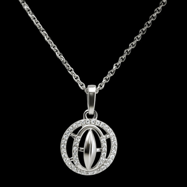 925 Sterling Silver Geometric Halo Pendant Necklace