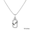 925 Sterling Silver Rectangular Frame Pendant Necklace