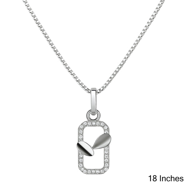 925 Sterling Silver Rectangular Frame Pendant Necklace