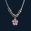 925 Sterling Silver Pink Enamel Flower Pendant Necklace - Tavshan